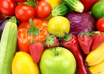 bright background of different fruits and vegetables
