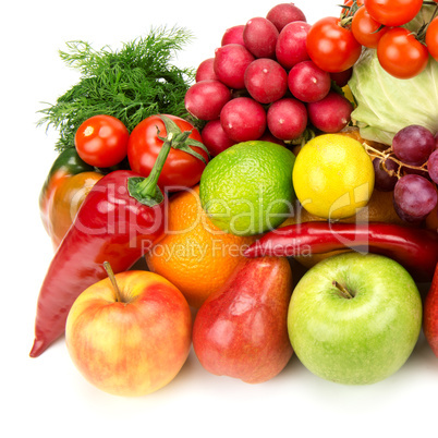 set of healthy vegetables and fruits