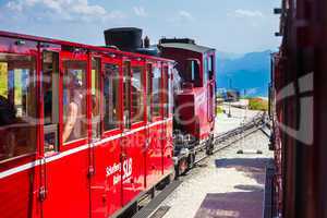 Steam trainn railway carriage going to Schafberg Peak