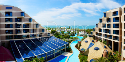 The panorama of modern luxury hotel, Antalya, Turkey