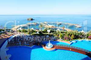 The swimming pool and beach, Antalya, Turkey
