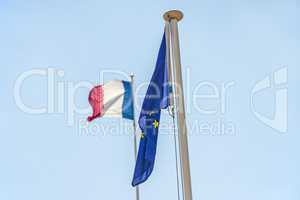 Französische Fahne im Europäischer Fahne