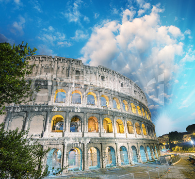 The Colosseum at sunset, Rome