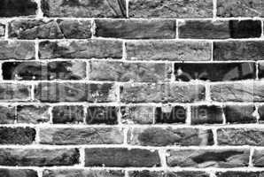 Brick wall background or texture. Front view with gray color lev