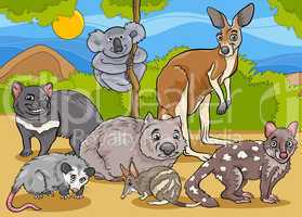 marsupials animals cartoon illustration
