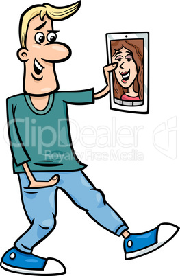 video chat cartoon illustration