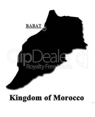 Map of Morocco in English isolated
