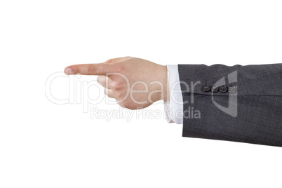 Business man arm with pointing index finger