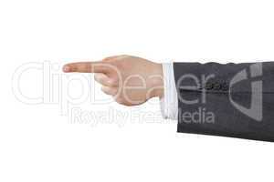 Business man arm with pointing index finger