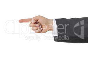 Business man arm with pointing index finger
