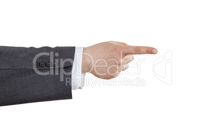 Business man arm with pointing index finger