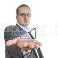 Business man holding envelope Symbol