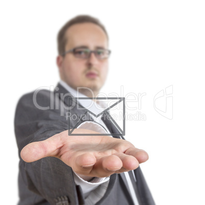Business man holding envelope Symbol