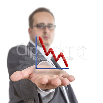 Business man holding stock graph