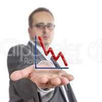 Business man holding stock graph