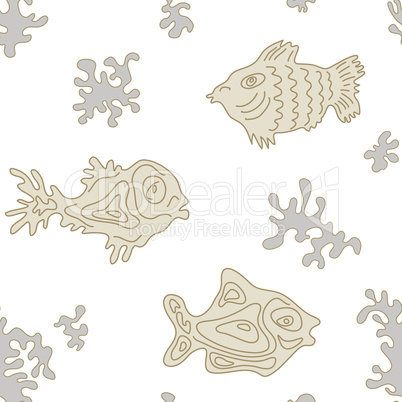 Seamless Marine Vector Pattern with fish