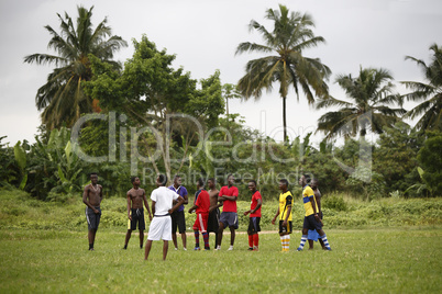 African soccer team during training