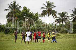 African soccer team during training