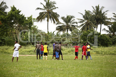 African soccer team during training