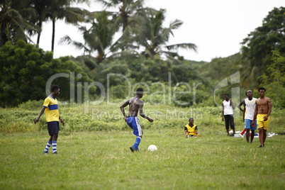 African soccer team during training