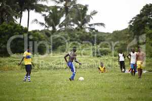 African soccer team during training