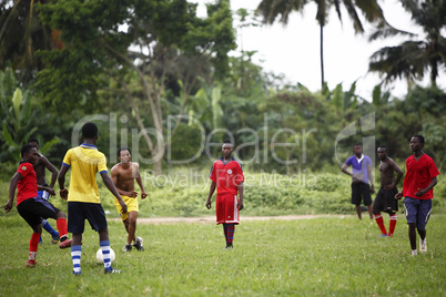 African soccer team during training