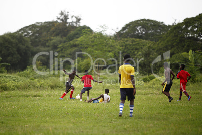 African soccer team during training