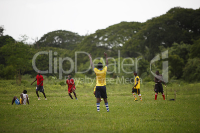 African soccer team during training