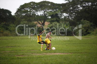 African soccer team during training