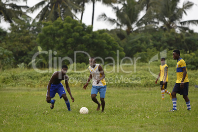 African soccer team during training