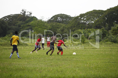 African soccer team during training