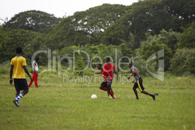 African soccer team during training