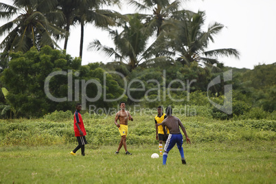 African soccer team during training