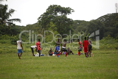 African soccer team during training