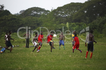 African soccer team during training