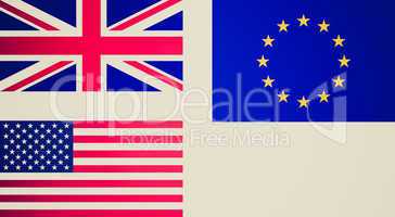 Retro look Flags of UK EU USA