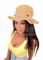 Girl with straw hat.