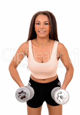 Woman lifting dumbbell's.