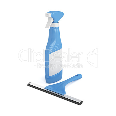 Squeegee and glass cleaner spray bottle