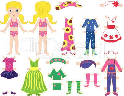 Paper doll and warm clothes set for her