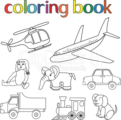 Set Of Various Toys For Coloring Book