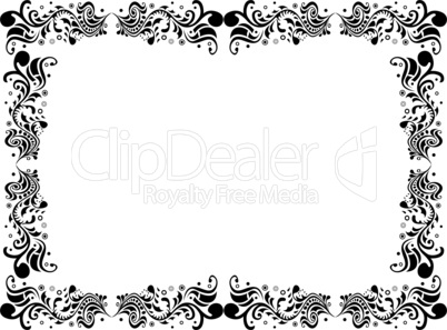 Black and white blank border with floral elements