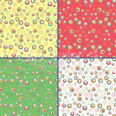Four seamless vector patterns with colorful circles