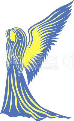 Female angel in yellow and blue symbolize the Ukraine
