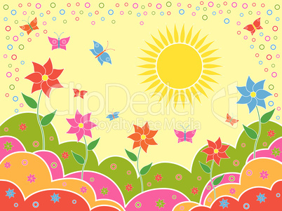 Sunny summer landscape as wallpaper