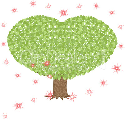 Green tree with heart shaped crown