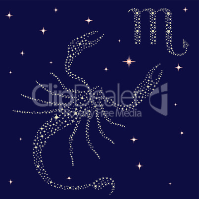 Zodiac sign Scorpio on the starry sky