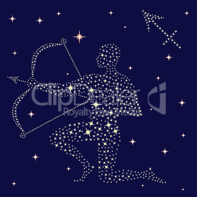 Zodiac sign Sagittarius on the starry sky