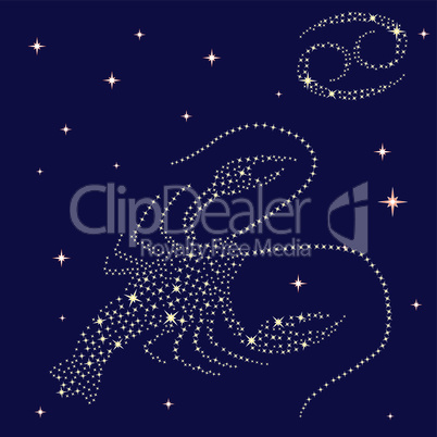Zodiac sign Cancer on the starry sky