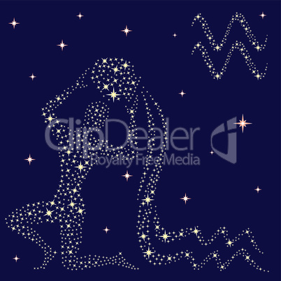 Zodiac sign Aquarius on the starry sky